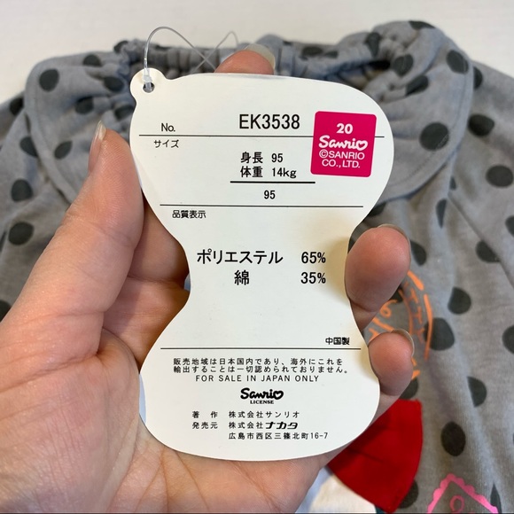 2T-3T Hello Kitty NWT Grey polka dot long sleeve shirt - Picture 4 of 5